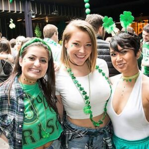 three girls in St. Patrick's Day clothes